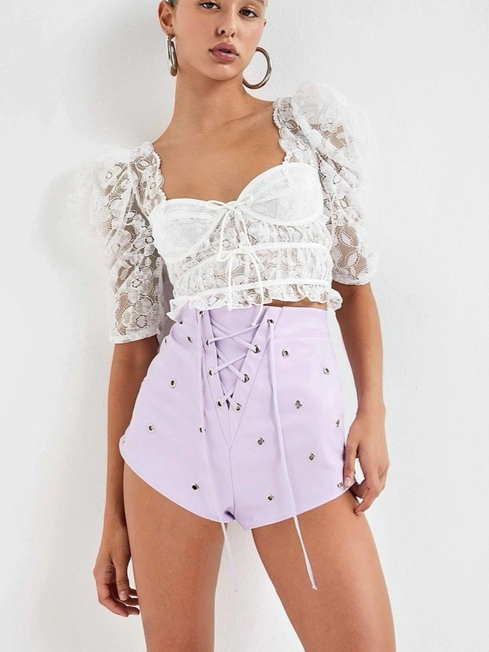 For Love & Lemons Floral Lace Corset Top